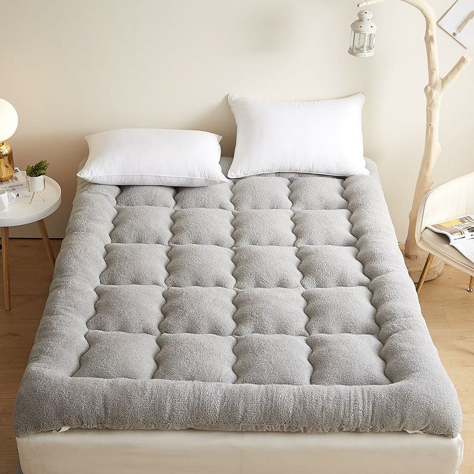 Vfedsrsge 3D Velvet Thickened Foldable Futon Mattress - Dorm Soft Cushion, Multi-Purpose for Bedroom, Living Room, Guest, RV & Tent, Non-Slip Bottom, Hypoallergenic