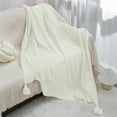 thumbnail image 1 of Vfedsrsge Acrylic Knitted Throw Blanket with Fringe, White - Cozy for Sofa, Office Nap, Travel - Small 39.3x27.5in - Ideal Gift, 1 of 7