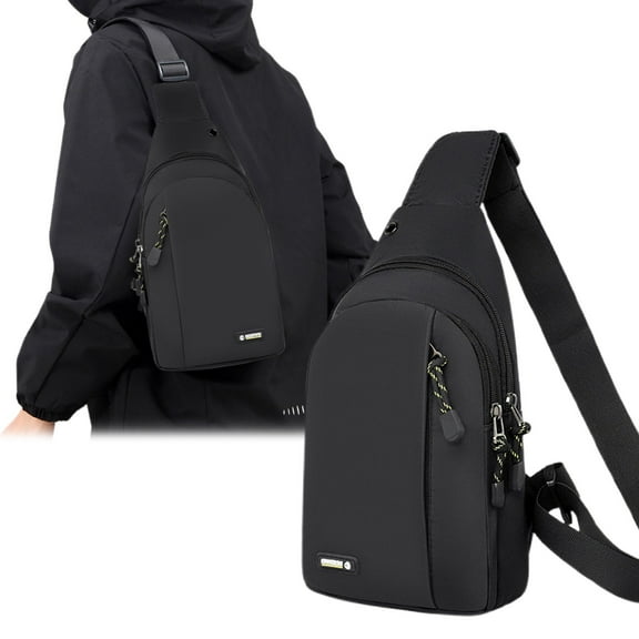 Vfedsrsge Black Crossbody Sling Bags for Women, Men,Waterproof Shoulder Sling Bags Fanny Pack,Home Essentials,Chest Bags with Compartments for Sport, Daily Activities, Travel
