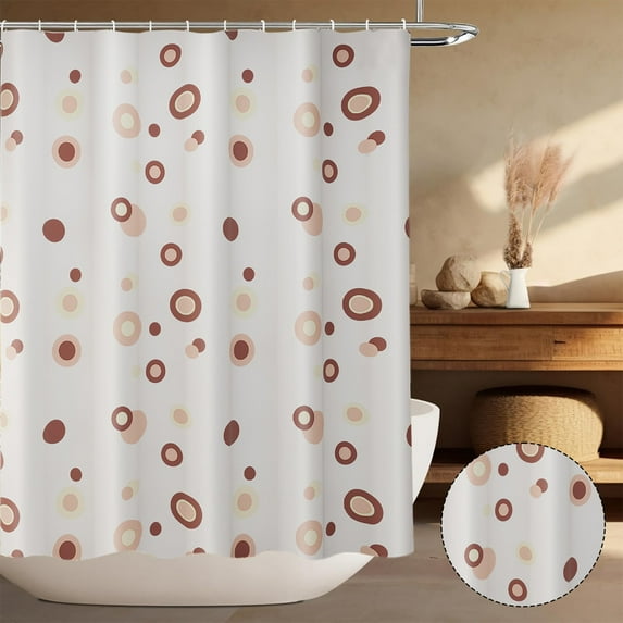 Vfedsrsge Brown Plastic Shower Curtain with 8 Hooks - 70.8x39.3in, Waterproof, No Drill Needed
