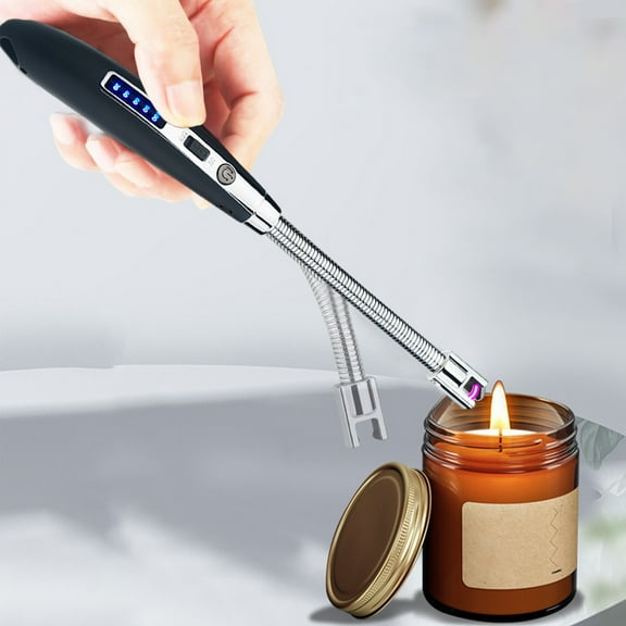 Vfedsrsge Candle Lighters USB Rechargeable, Windproof Long Camping Grill Lighter for Party, Black