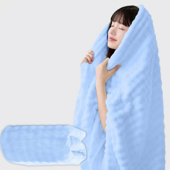 Vfedsrsge Extra Large Coral Fleece Bath Towel - Super Absorbent, Fast Drying, Lightweight 55x28 Inches - Blue, Hotel Spa Soft, Lint Fade Resistant for Bathroom