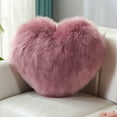 thumbnail image 1 of Vfedsrsge Faux Wool Long Pile Heart Shaped Pillow - Purple Plush Cushion for Sofa Bedroom, Cute Gift for Gi-rls 15.75x11.81in, 1 of 6