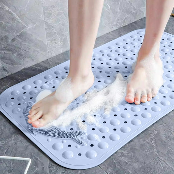Vfedsrsge Memory Foam Bath Mat Large Size,Bathroom Rug,Rubber Backing Non-slip,Massage Scrub The Soles of The Feet,Bathroom Floor Mat,Shower Rug in Front of The Bathtub,Blue