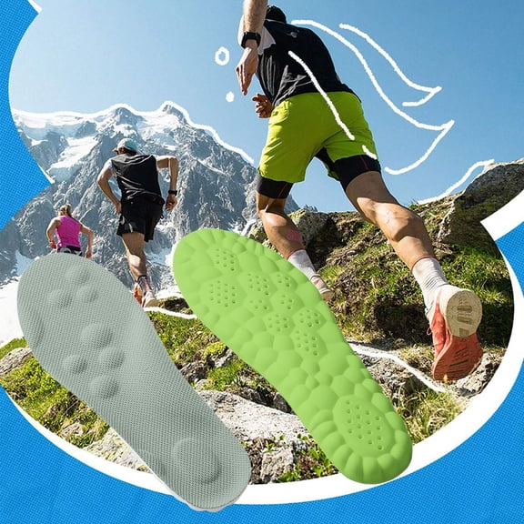 Vfedsrsge Men's Shock Absorbing Insoles - All Day Standing Comfort, 4D Foam Arch Support, Sweat Wicking, Trim to Fit for Sneakers Boots