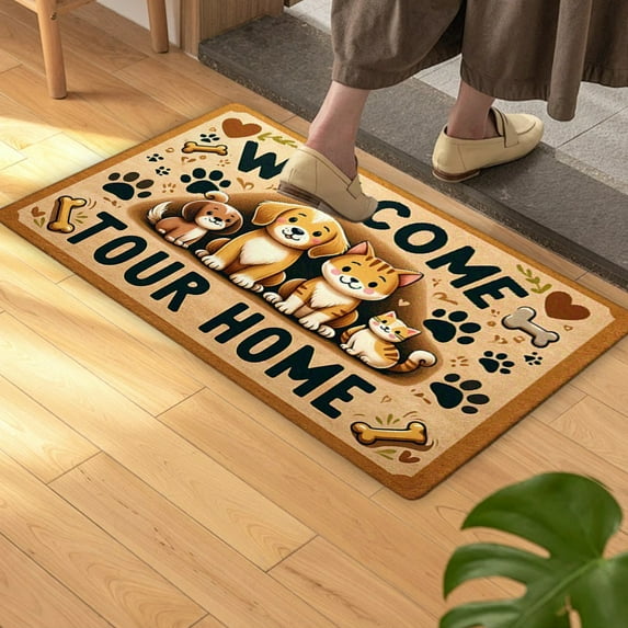 Vfedsrsge Non-Slip Entryway Door Mat - Polyester Dirt & Water Trapping Mat for Kitchen/Home Entrance, 24x35 Inch Family-Safe for Ki-ds/Pets, Multicolor Soft Durable Indoor Mat