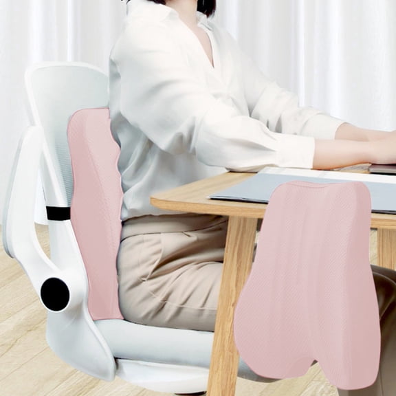 Vfedsrsge Pink Lumbar Support Cushion for Office Chair, Memory Foam Backrest Pillow for Car and Desk, 15.7x15.7x3.1 Inch