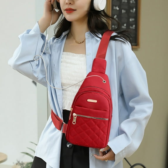 Vfedsrsge Red Crossbody Bags for Women, Men,Durable Shoulder Sling Bags Fanny Pack,Women Clearance,Chest Bags with Compartments for Travel, Sport, Daily Activities