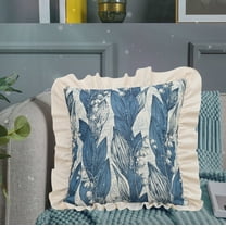 Vfedsrsge Ruffled Pillow Cover 9x9 Inch - Blue Wind Chime Floral Decorative Throw Pillowcase, Polyester, Machine Washable, for Living Room Sofa, Holiday Gift