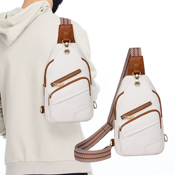 Vfedsrsge Sling Crossbody Bags for Women, Men,Waterproof Shoulder Sling Bags Fanny Pack,Sales,Chest Bags with Compartments for Sport, Daily Activities, Travel,White