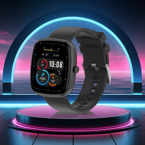 Vfedsrsge Smart Sports Watch Bluetooth Call, Customised Dials Smarwatch with Multiple Patterns for Adults Black
