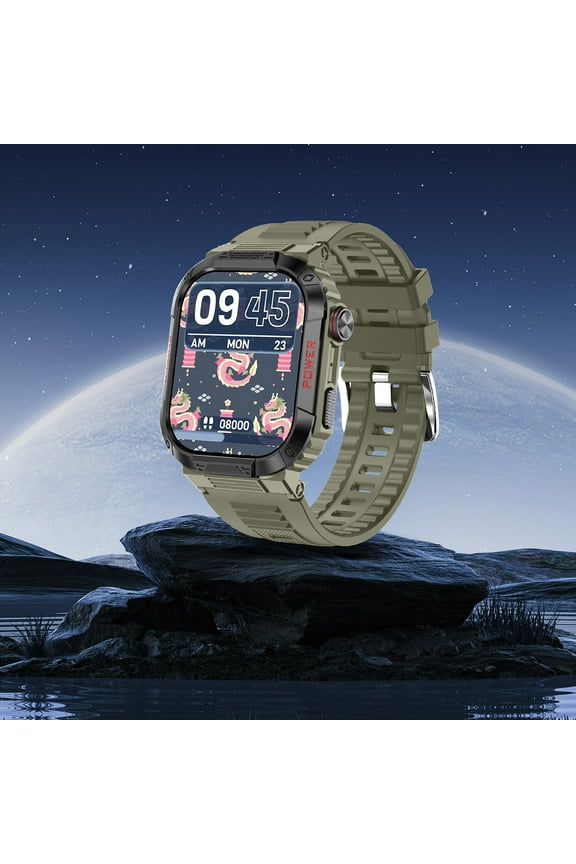 Smart Sports Watch Bluetooth Calling, Extra Long Battery Life Customised Dials Fitness Smartwatch Green