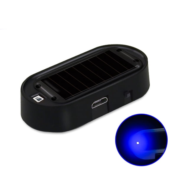 Vfedsrsge Solar Dummy Car Alarm Light - Solar/USB Rechargeable Anti-Theft LED Flashing Security Deterrent, Easy Install, Red/Blue