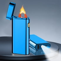 Vfedsrsge Technology Alloy Lighters LED Power Display, Lightweight Windproof USB Charging Lighter Blue