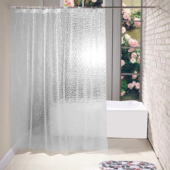 Vfedsrsge Thickened Waterproof Shower Curtain 72x78 Inch, Odor-Free PEVA White Bathroom Curtain with 12 Hooks, Translucent, Easy Install, Safe for Kids & Pets