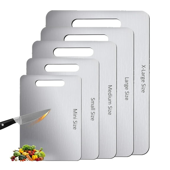 Vfedsrsge Titanium Cutting Board for Kitchen Multi-Sized,304 Stainless Steel Cutting Board Safe Chopping, DishWasher Safe Cutting Board for Meat&Fruit Food-Grade