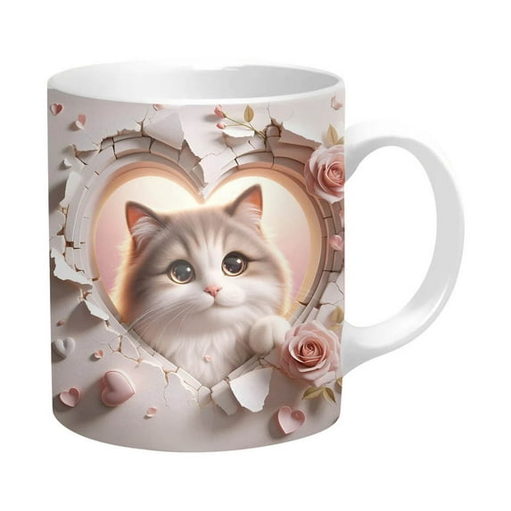 Vfedsrsge Valentine's Day Decorations, 400ml Valentine's Day Ceramic Broken Wall Mark Cup