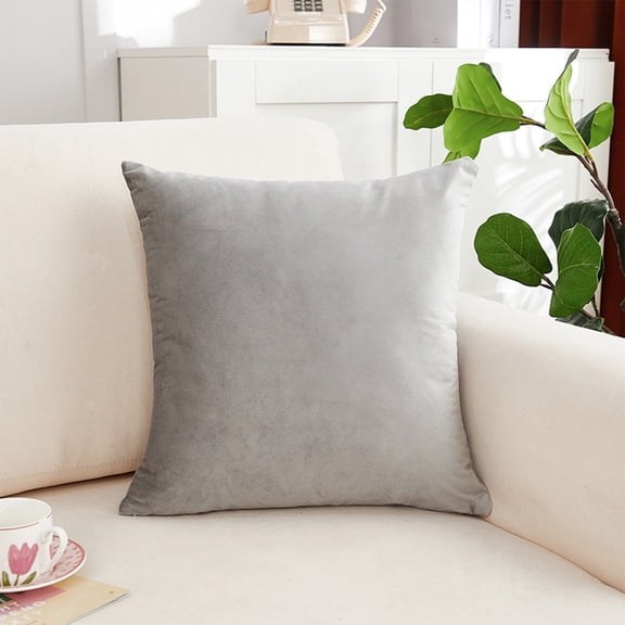 Vfedsrsge Velvet Throw Pillow 18x18 Decorative Square Cushion for Couch Sofa, Soft Lumbar Support for Bed Chair, Modern Home Decor Accent - Light Gray