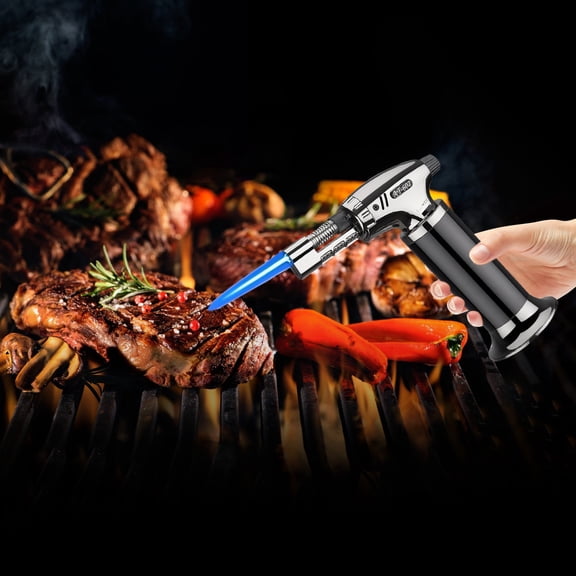 Vfedsrsge Windproof Metal Lighter Powerful, Handheld Lighters for Kitchen, Outdoor Camping Barbecue, Welding Black