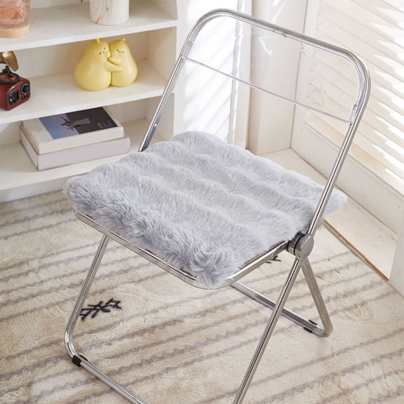 Vfedsrsge Winter Warm Plush Office Chair Seat Pad, Gray Polyester Soft Cushion for Home Sofa Long Sitting, Easy to Clean Decorative Cushion Gift for Holidays/Birthdays (40x40cm)
