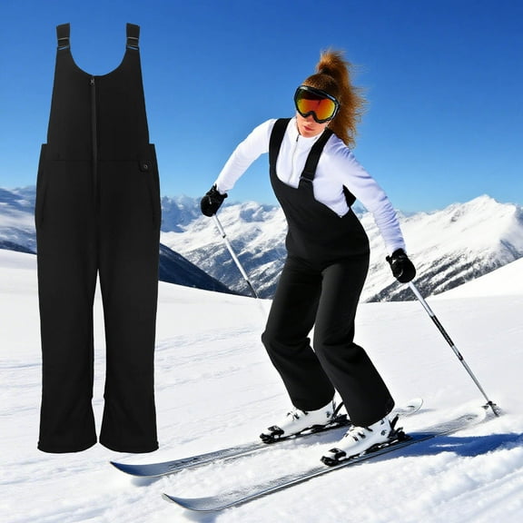 Vfedsrsge Women's Waterproof Windproof Insulated Ski Bib Pants - Adjustable Shoulder Straps Warm Snow Pants for Winter Skiing Snowboarding & Casual Wear Size XL