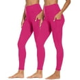 thumbnail image 1 of VgaVtl 2 PC Women's Yoga Pants Plus High Waist Womens Pants Plus Activewear Skinny Leggings Pink Pocket Plain Pants, 1 of 9