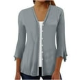 thumbnail image 1 of VgaVtl 3/4 Sleeve Lightweight Cardigan Gray Plus Size Cardigan Button Casual Loose Tunic Solid Cardigans, 1 of 3