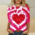 thumbnail image 1 of VgaVtl 3/4 Sleeve Womens Tee Shirts Valentines Pink Women's Shirts Casual for Gifts Loose Pullover Tie-Dye Tops, 1 of 5