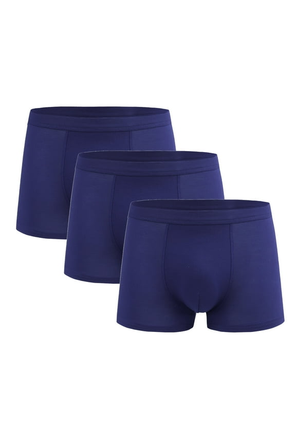 3 PC Athletic Boxers for Men Plus Size Mens Underwear Single Color Layering Soft Underpants,Blue XL