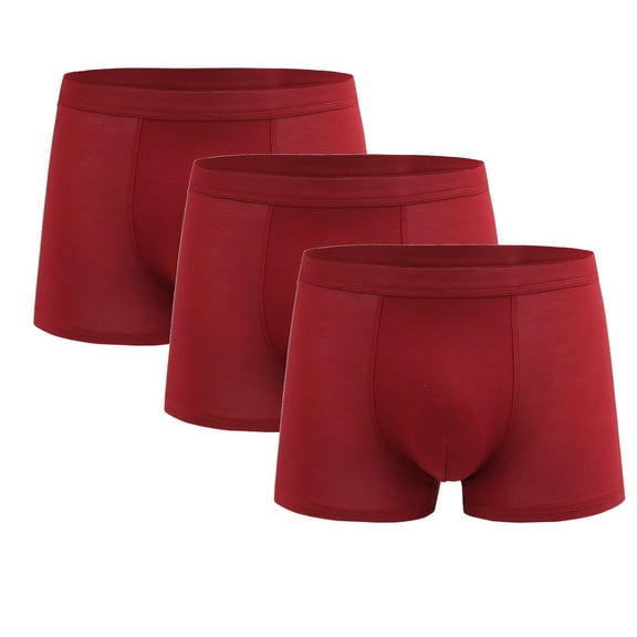 VgaVtl 3 PC Boxers Men Athletic Big Mens Panties Single Color Soft Boxer Briefs Layering Underpants,Red 4XL