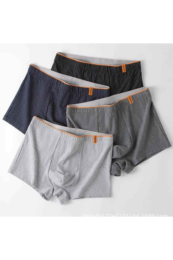 4 PC Cotton Boxers Men Big Mens Panties Plain Soft Boxer Briefs Breathable Workout Underpants,L