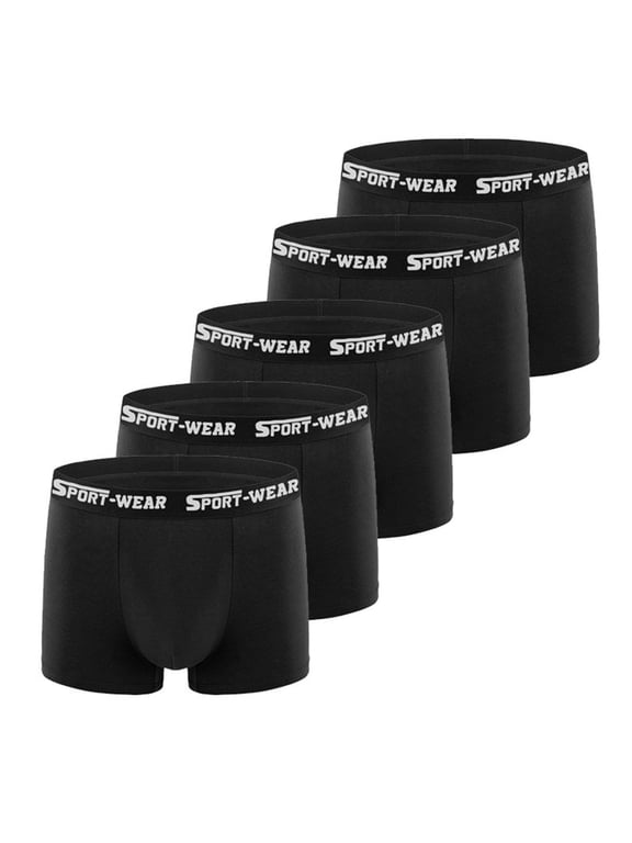 5 PC Mens Plus Size Boxers Sports Mens Underwear Plus Size Solid Workout Layering Stretch Underpants,Black S