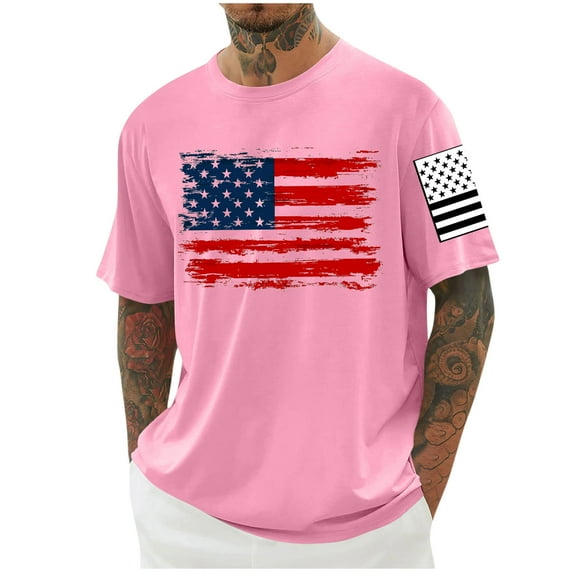VgaVtl American Flag T Shirts for Men Short Sleeve Independence Day Big and Tall Clothing for Men Summer Pullover Festival Shirts