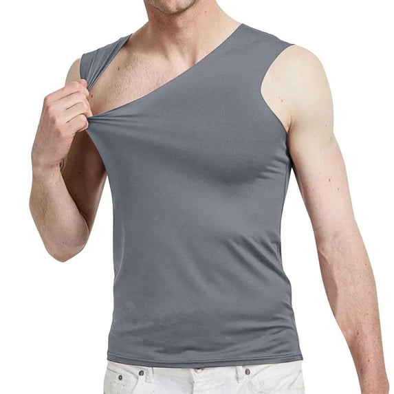 VgaVtl Basic Men's Tanks Sleeveless V-Neck Mens Clothes Shirts Solid Color Athletic Slim Leisure Shirts,Gray M