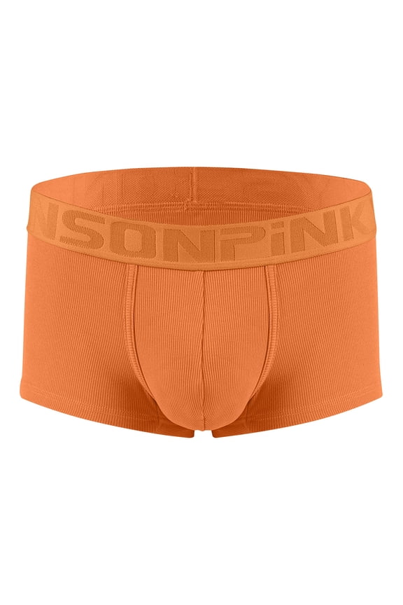 Big Boxers for Men Mens Underpants Mid Waist Boxer Briefs Breathable Solid Workout Underpants,Orange M