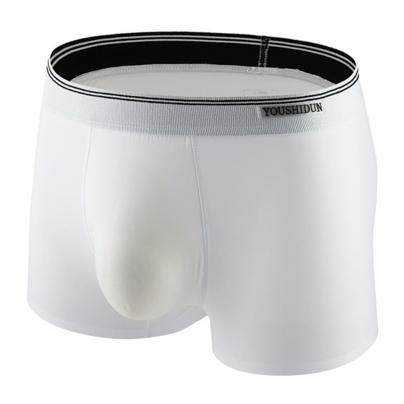 VgaVtl Big Boxers for Men Silk Mens Underpants Seamless Boxer Briefs Plain Breathable Underpants,White M