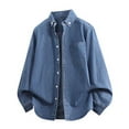 thumbnail image 1 of VgaVtl Big and Tall Mens Shirts Denim Turn Down Collar Long Sleeve Clothing for Men Cardigan Casual Blue Loose Shirts,XXL, 1 of 5