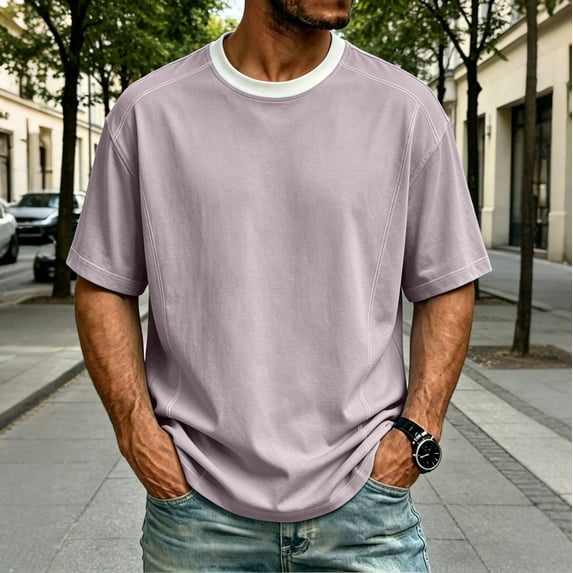VgaVtl Big and Tall Tee Shirts for Men Summer Short Sleeve Casual Clothes for Men Breathable Workout Color Block
