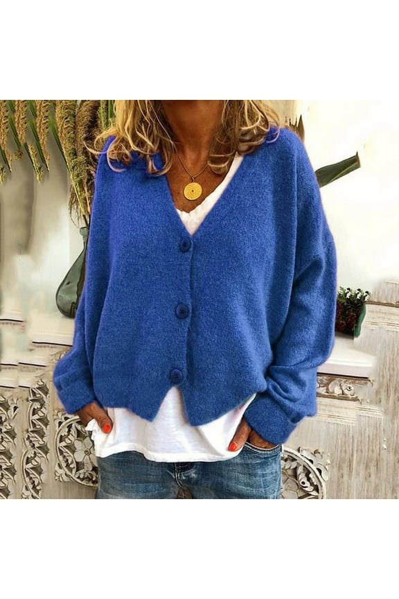 Blue Light Weight Cardigan Women Long Sleeve Knit Lightweight Sweaters for Women Loose Solid Casual Cardigans