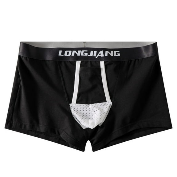 VgaVtl Boxers Men Big Cotton Underpants for Men Plain Athletic Boxer Briefs Breathable Soft Underpants,Black M