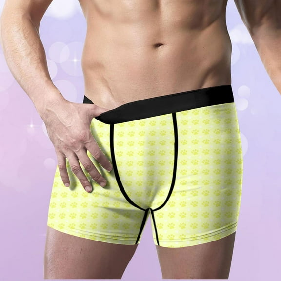 VgaVtl Boxers for Men Valentines Big Panties for Men Plaid Boxer Briefs Breathable Athletic Underpants,Yellow XL