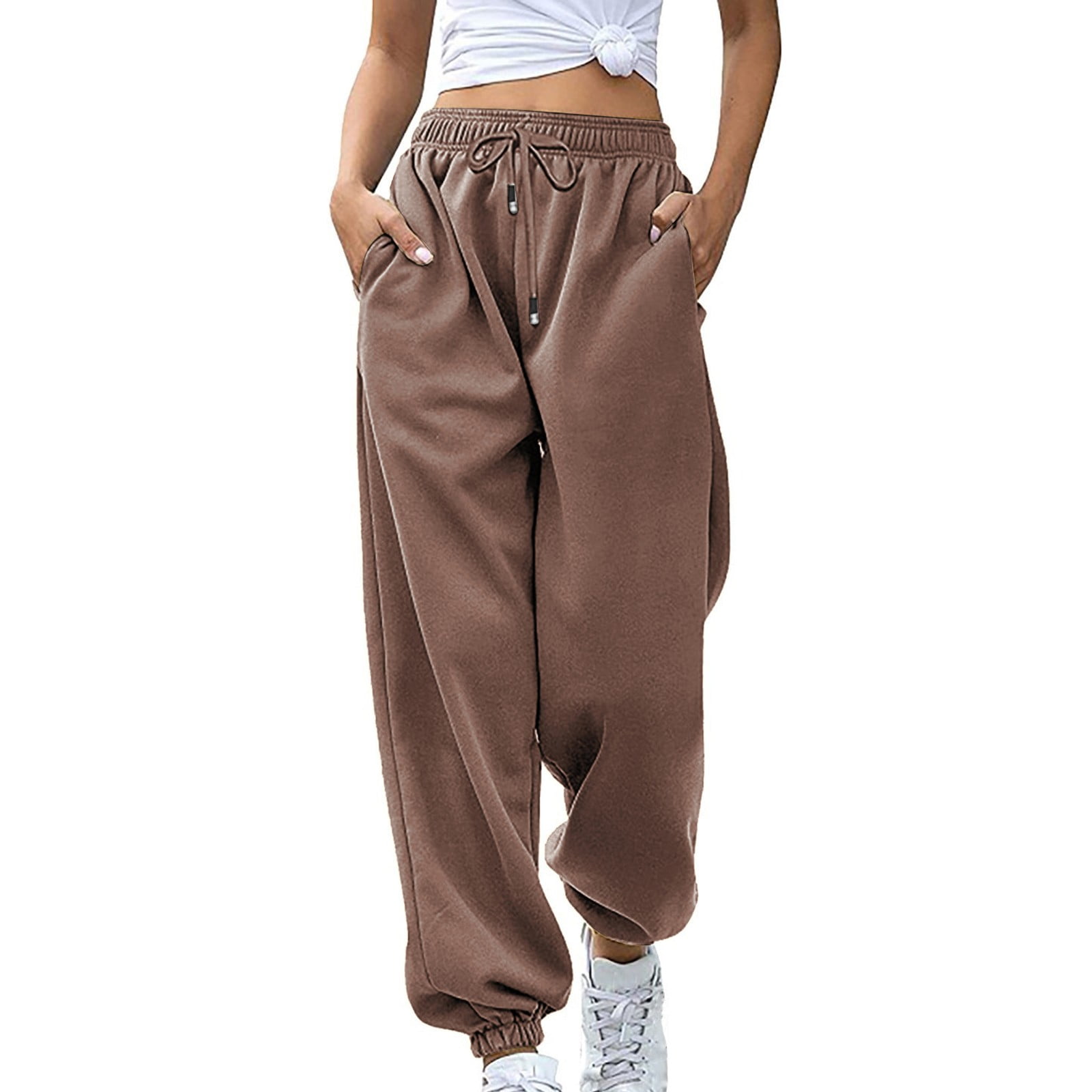 VgaVtl Brown Fall Pants Womens Plus Jogger High Waist Long Women's