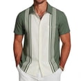 thumbnail image 1 of VgaVtl Button up Mens Turn Down Collar Shirts Short Sleeve Summer Office Striped Shirts for Men Casual Daily, 1 of 5