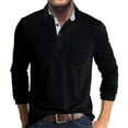 thumbnail image 1 of VgaVtl Casual Mens Shirts Polo Cotton Black Long Sleeve Mens Shirts Pocket Slim Lapel Button Solid Color Tops, 1 of 5