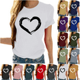 thumbnail image 1 of Odbmxy Valentines Womens Clothing Crew Neck Print Short Sleeve T-Shirt Casual Loose Tops, 1 of 8