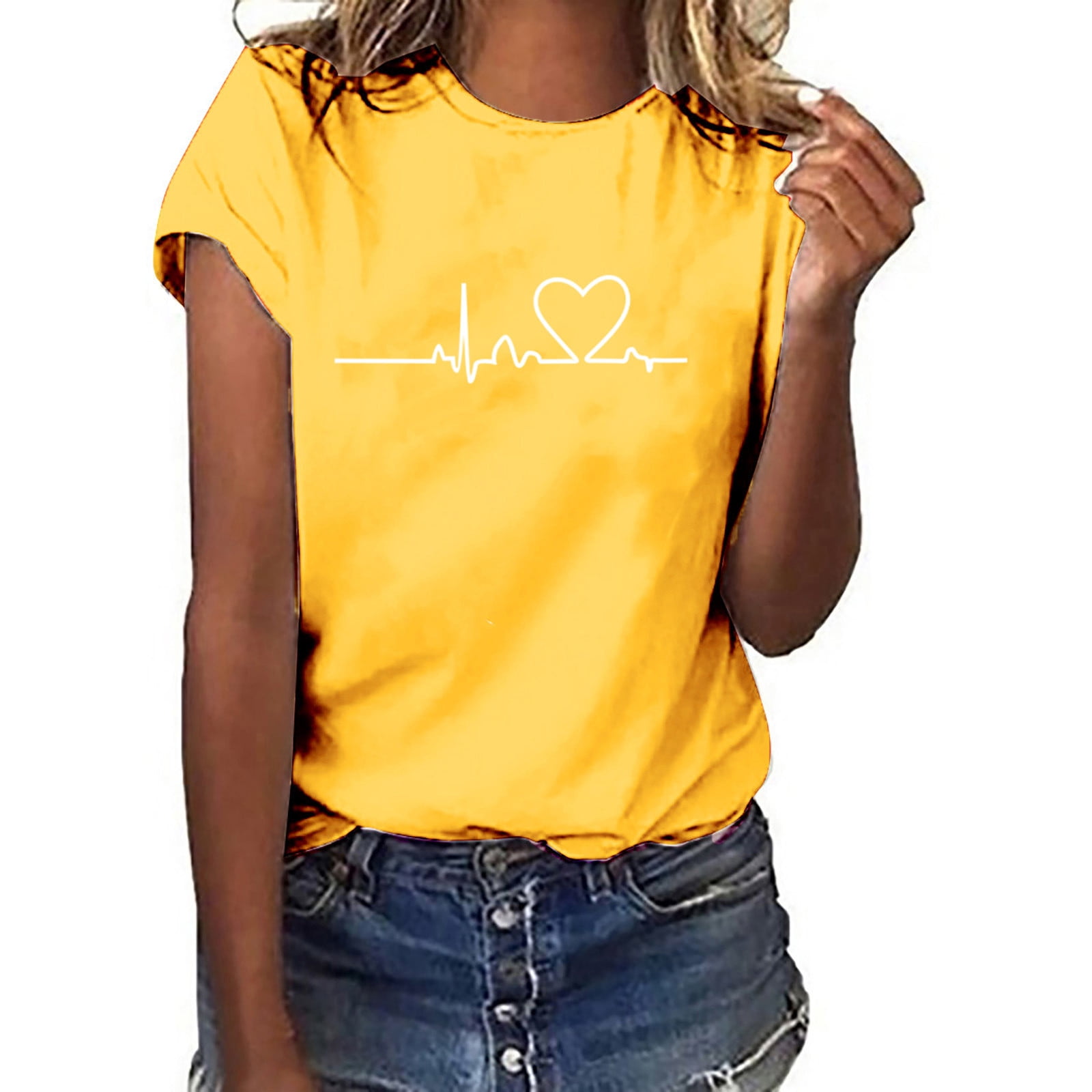 Ladies Short Sleeve cotton T-Shirt Yellow main image 1