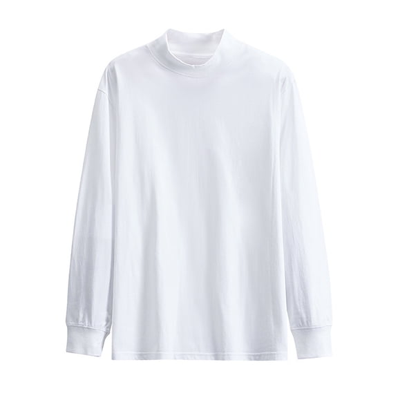 VgaVtl Cotton Long Sleeve Mens Shirt Turtleneck Tee Shirts for Men Plain Soft Leisure Undershirts White Loose Basic Shirts,4XL