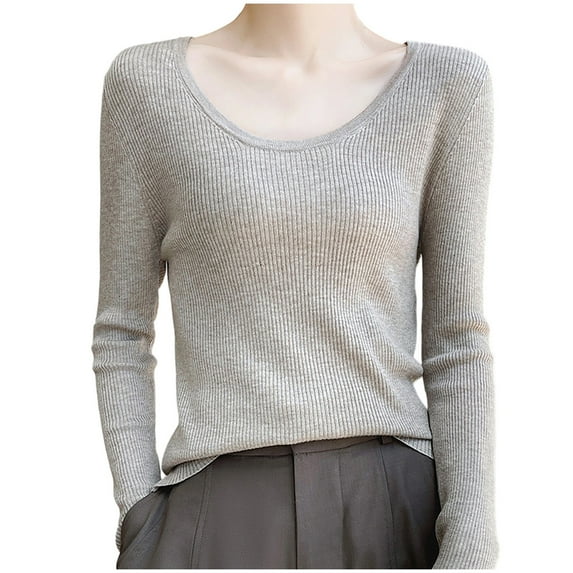 VgaVtl Cotton T Shirts for Women Thermal Fall Winter Long Sleeve Women's Plus Size Tops Layering Yellow Slim Leisure Plain Shirts