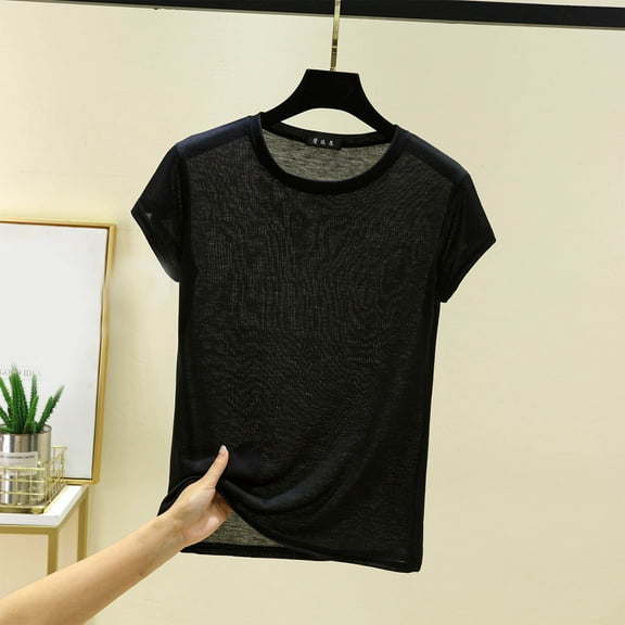 VgaVtl Cotton Womens Plus Tshirts Short Sleeve Womens Plus Size Tops Basic Vacation Thin Casual Single Relaxed Fit Tops,Black 3XL
