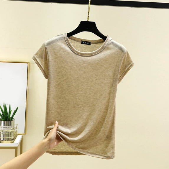 VgaVtl Cotton Womens T Shirts Plus Size Short Sleeve Women Plus Size Tops Vacation Relaxed Fit Casual Basic Single Tops,Yellow M